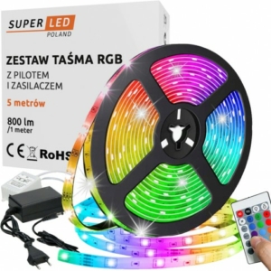 RGB LED lente 5050 5m IP65 barošanas bloks + tālvadības pults